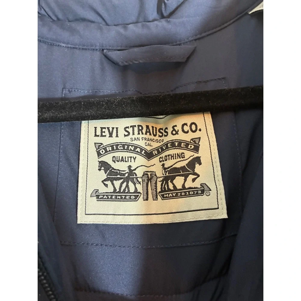 Levis Mens Navy Blue Quilted Puffer Shirt Jacket Utility Shacket XL